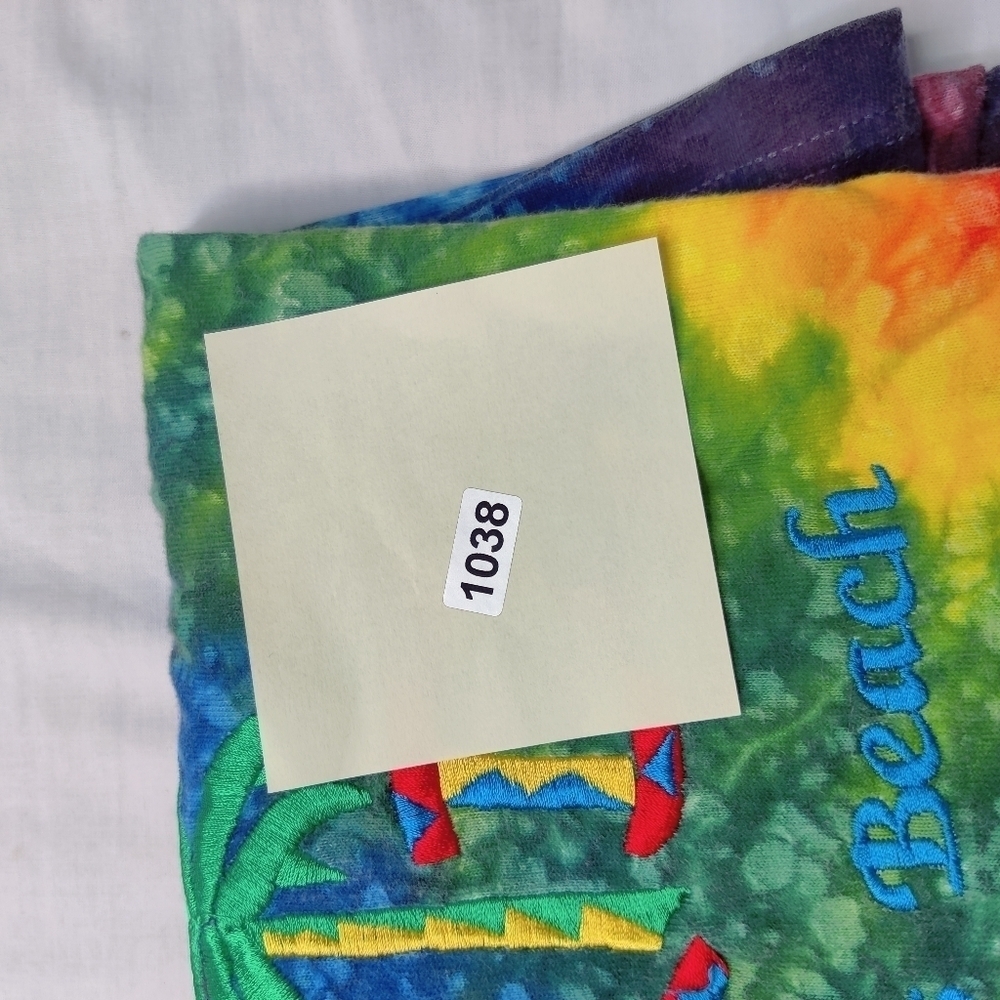 Bright Rainbow Tie Dye Tee Shirt T-shirt Florida Embroidery Sz Large - Picture 5 of 10
